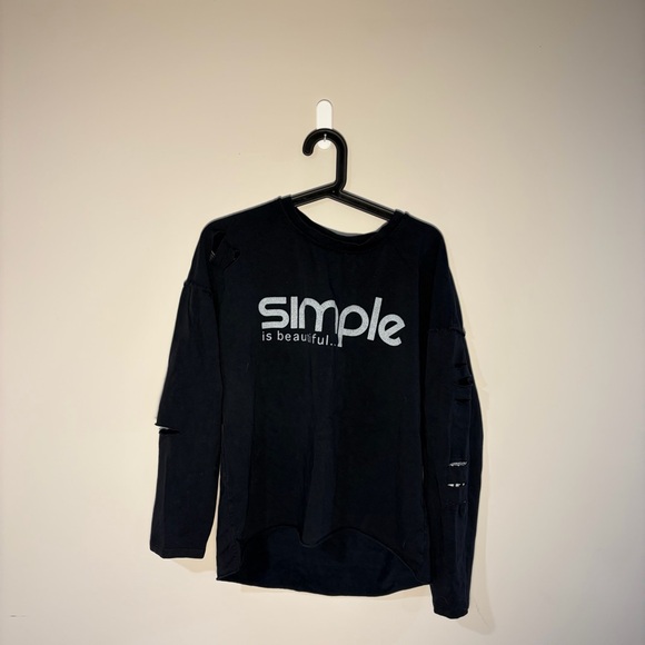 Made in Italy unknown creator, Black Long Sleeve Shirt with White Text - Picture 9 of 9